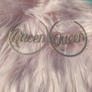 NEW Ladies Large Queen Hoop Earrings 2.36 inches